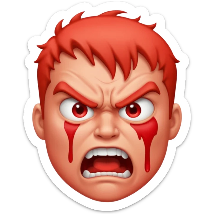 very angry and mad enraged fuming foaming at the mouth emoji really mad and sweating lots of detail sticker
