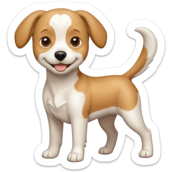 a full body white beagle x maltese x chi dog the size of a kelpie with light brown ears and a light brown patch on one eye sticker