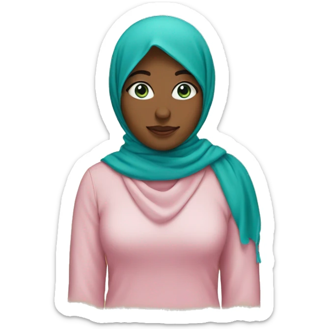 woman muslim in a pink scarf with blue green eyes sticker