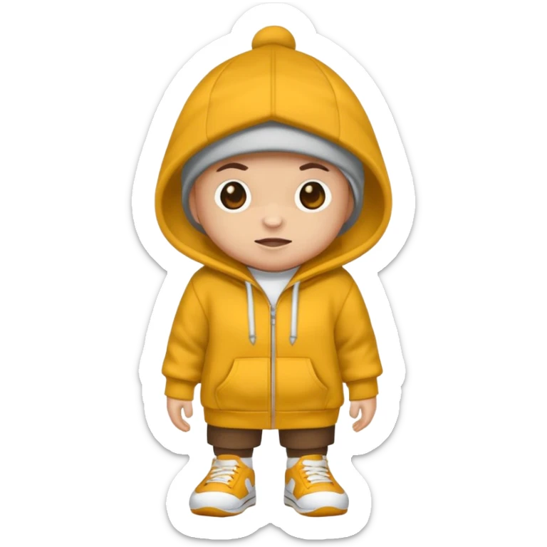 Crear ub mapache que sea solo dibujado con sudadera color mostaza y zapatillas + gorra sticker