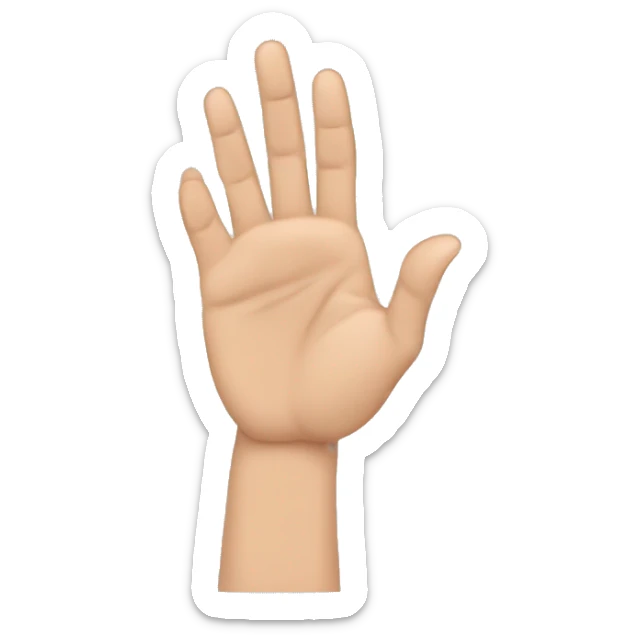 generate a right hand with five fingers. make the thumb extend towards the right. make the pointer finger extend towards the sky. take the pinky finger, the ring finger, and the middle finger and curl them against the palm. sticker