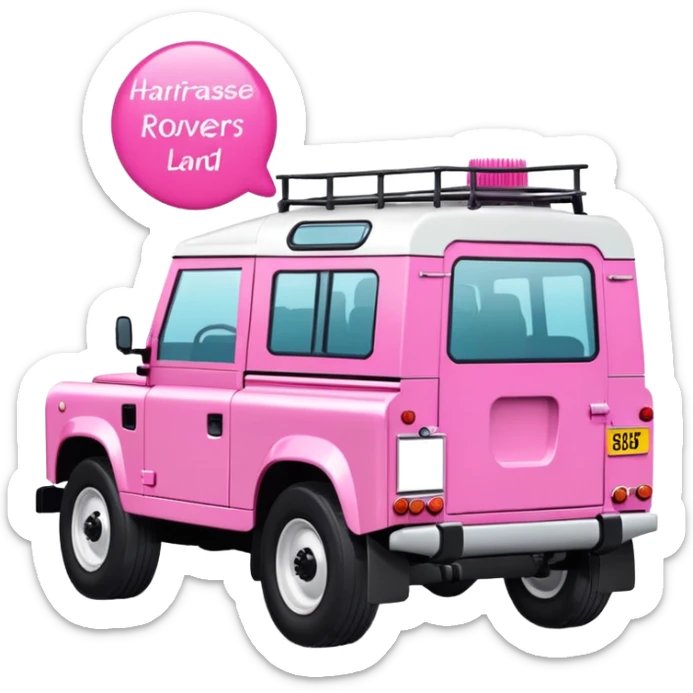 Pink Land Rover with hairdresser written on side  sticker