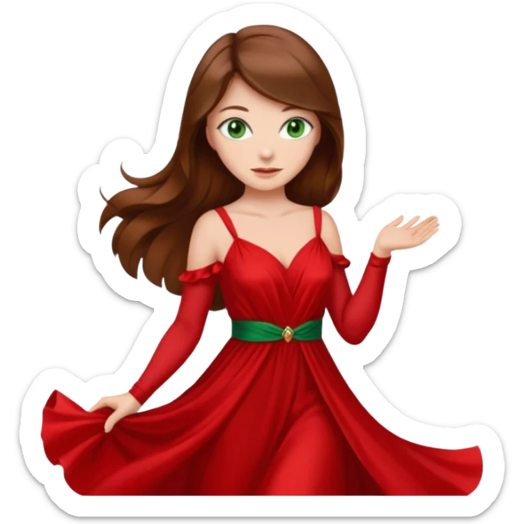 Handmaid woman with brown hair and green eyes. Wearing all red sticker