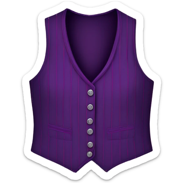 Realistic isolated dark purple and magenta pinstriped feminine fashion hater top vest. sticker