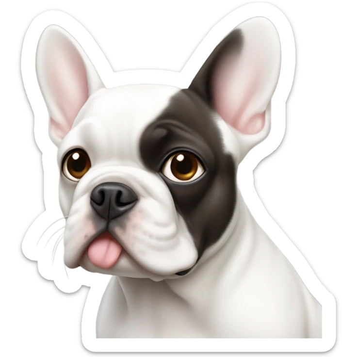 White French bulldog with one blue eye and one brown eye  sticker