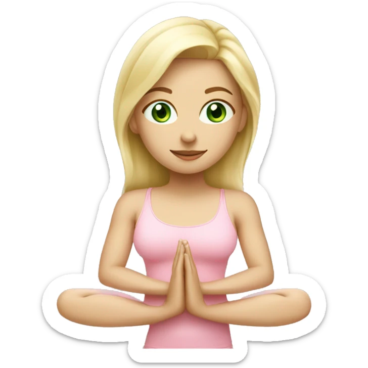 blonde yoga girl light pink clothes green eyes sticker