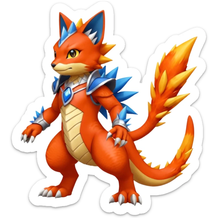 Gabite-Veemon-Digimon-Peppercat-Pokémon-Flamedramon-fusion-animal-creature, Full body  sticker