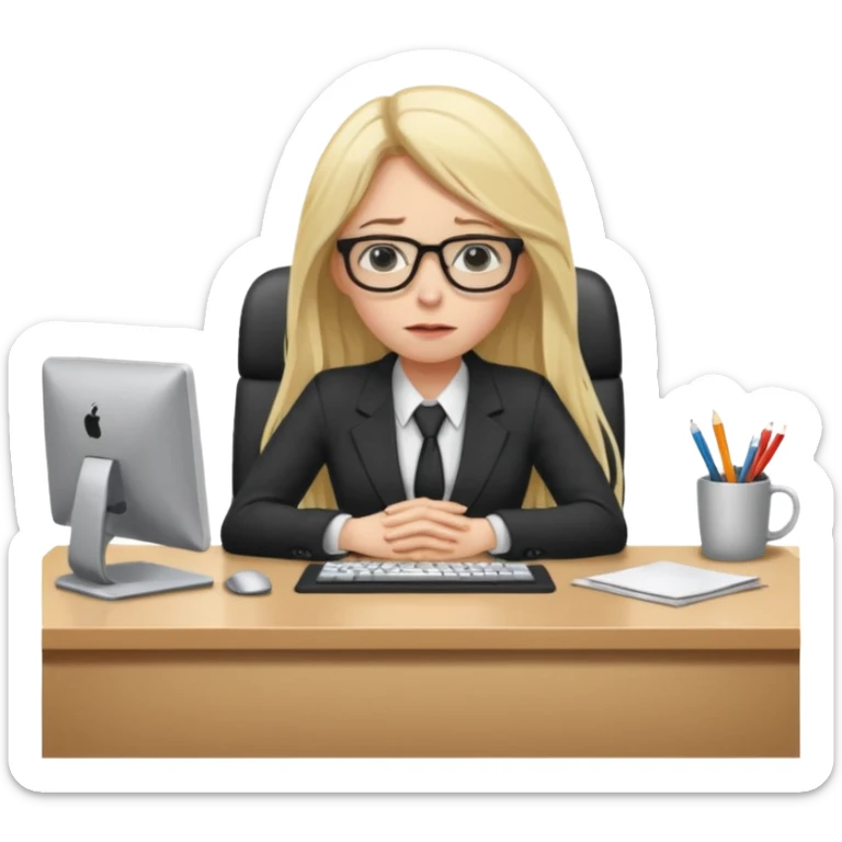 tired blond woman with long hair. she should look like she works in the ffcie  sticker