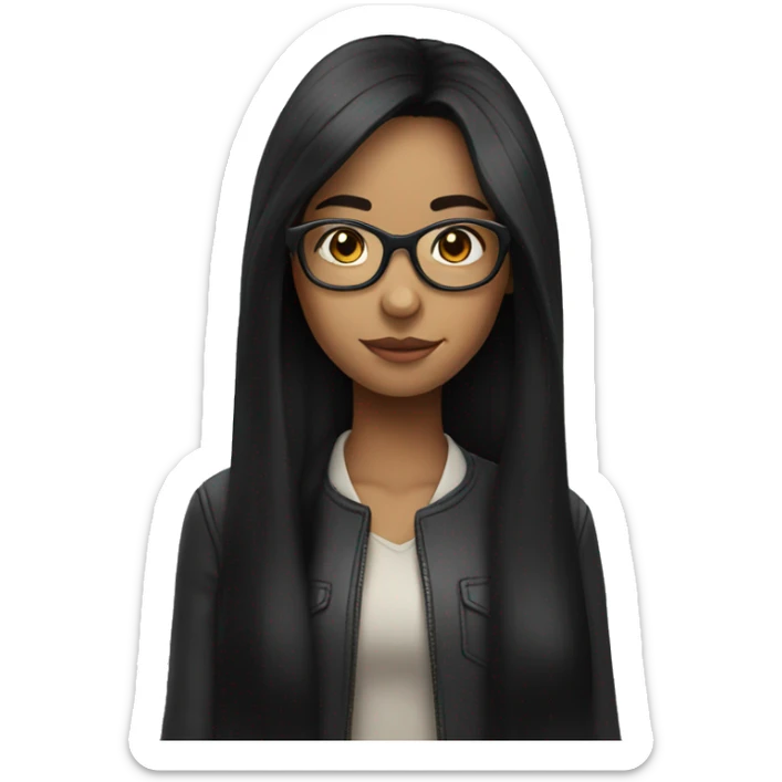 Girl with long black hair and glasses sticker