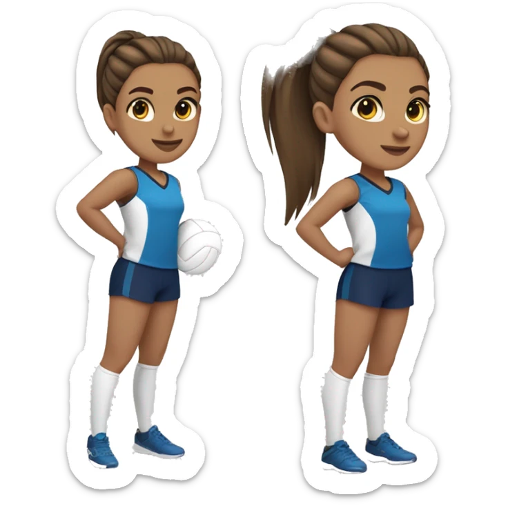 volleyball setter girl with slick back pony tail brown hair tanish skin  sticker