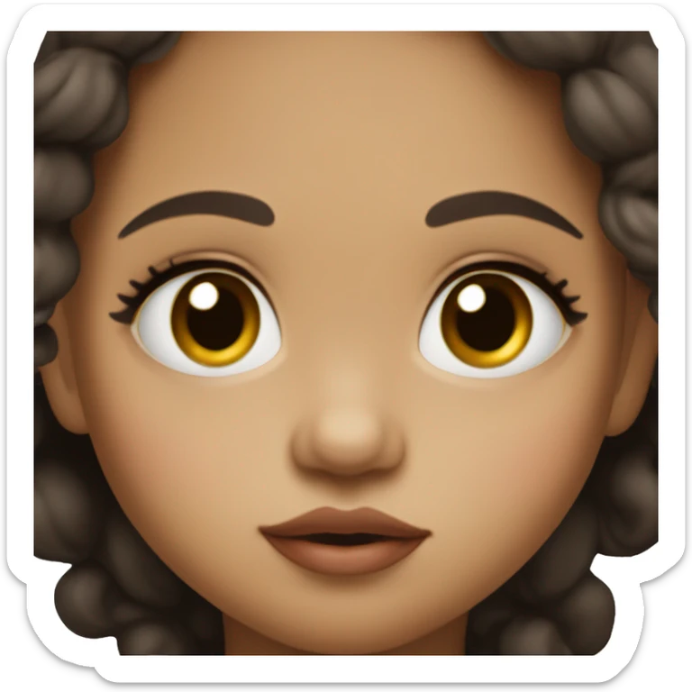 White little brown-eyed baby girl with dark hair and plump lips sticker