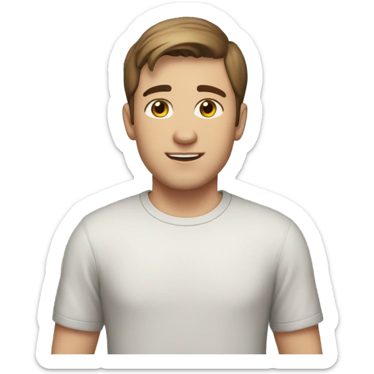 A 22 year old, Caucasian man, with short brown hair,   with brown eyes wearing a t-shirt. sticker