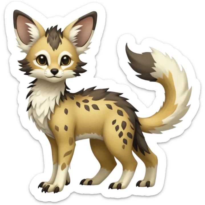 Feral Rare Fantasy Vernid-Trico-species by LiLaiRa, random markings, tufted tail, tufted ears, full body sticker
