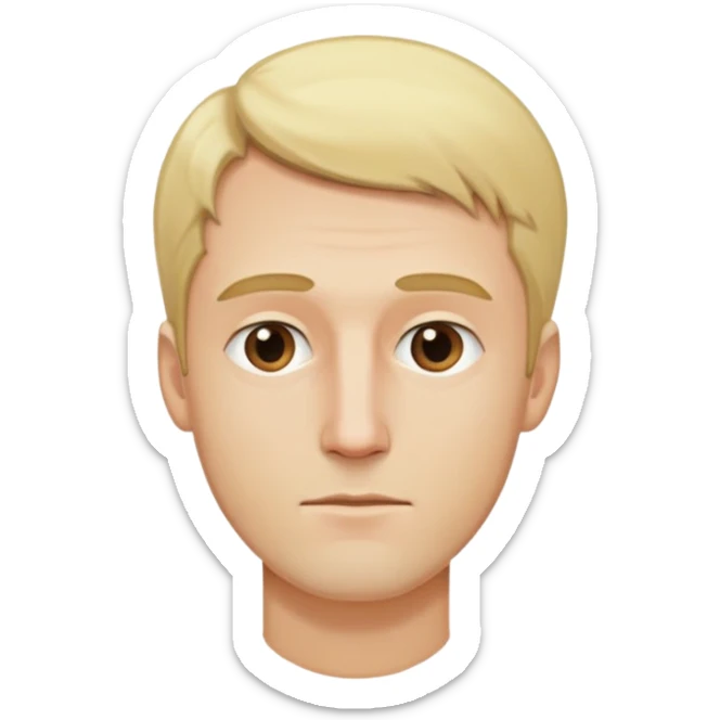 Đàn ông, mặt to, tóc vàng nhạt hói ít tóc, cằm dài, mặt đầy đặn dài sticker