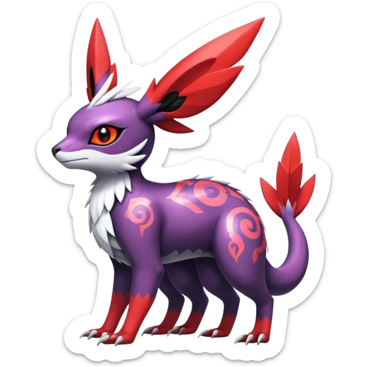  Cute Shiny Exotic Colorful Guilmon-Latias-Koraidon-Umbreon-Fakémon-hybrid-creature (full body)  sticker