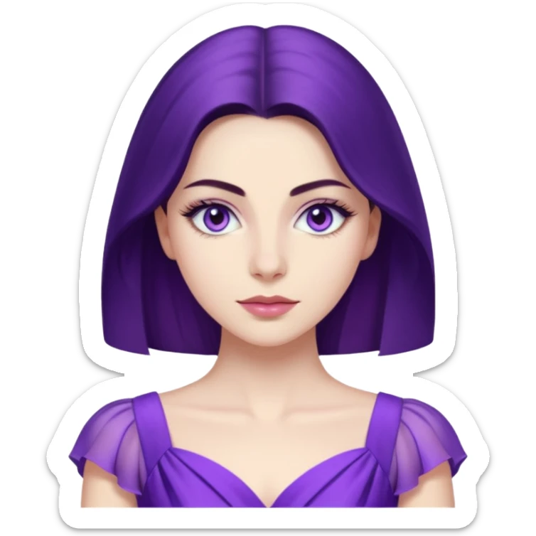 Demet özdemir as a character from game of thrones with lilac eyes and a purple dress. sticker