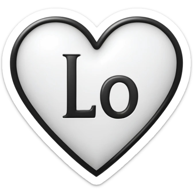 Vlach and white outline of a heart with the letter L inside sticker