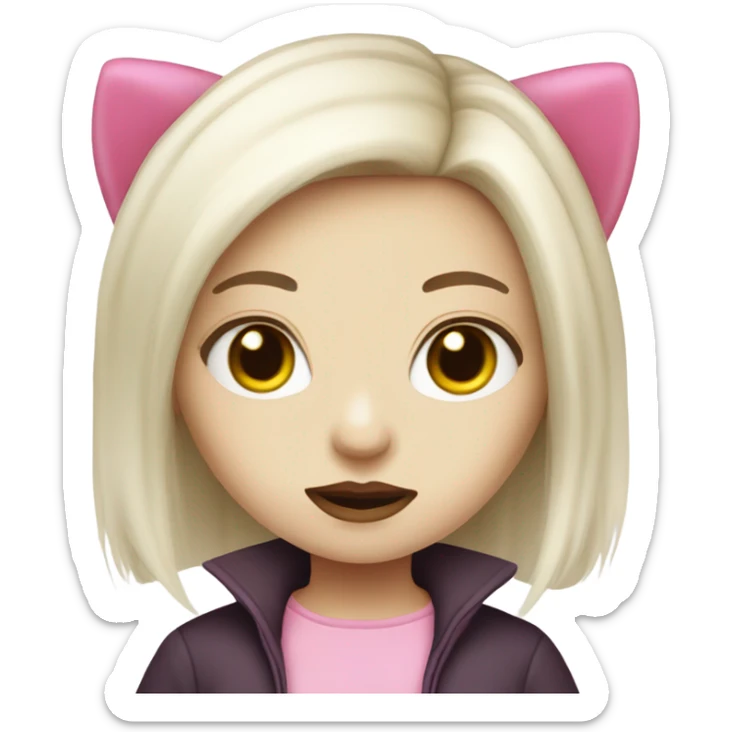 Cute pale vampire hello kitty girl split dye blonde and pink hair sticker