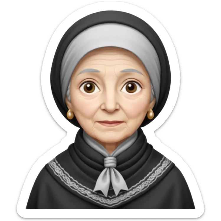 orthodox jewish woman with kerchief tied by neck circa. 1890 make into greyscale elderly sticker