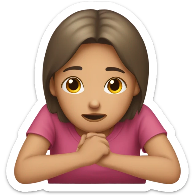  girl ashamed of herself of hiding face in hands sticker