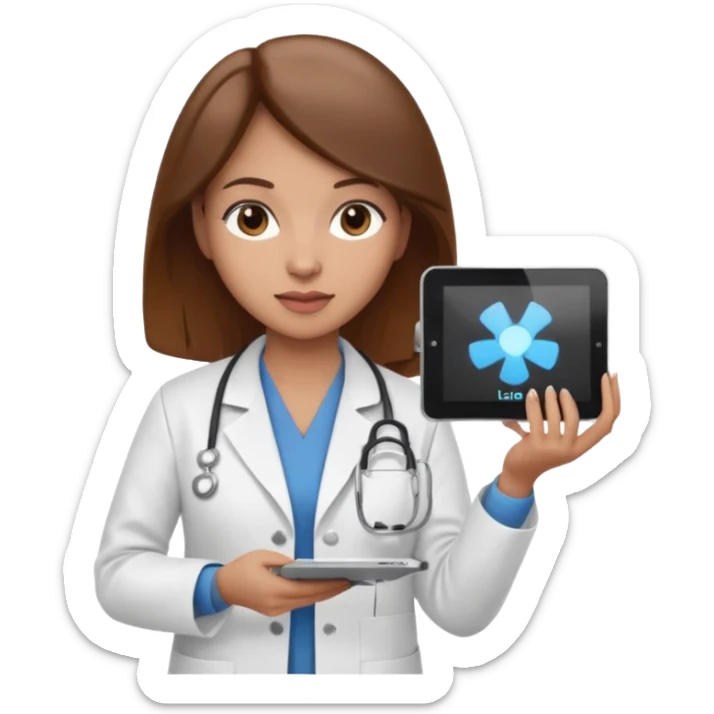 Can you make an emoji of a light skin brown hair ultrasound technician sticker