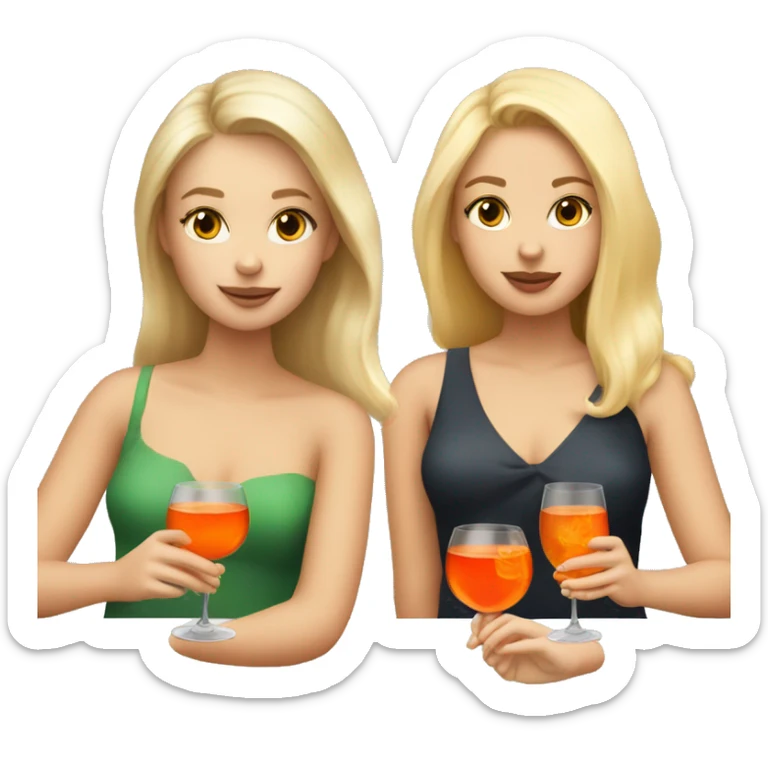 Two girls one blonde and one brown hair drinking aperol sticker