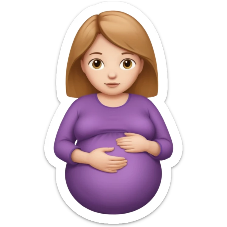 very heavily pregnant overdue woman with super  huge round belly sticker