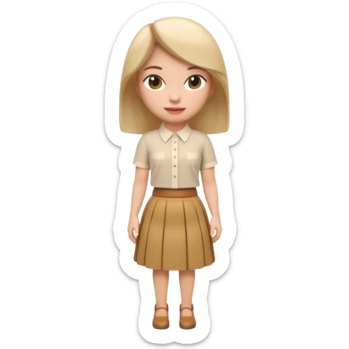A 3D cartoon outfit with a blouse and skirt arranged together, clean background, natural light, realistic Memoji-style look. sticker