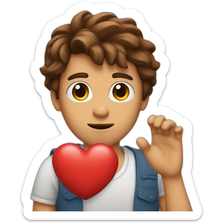 Weary, with brown hair and eyes and slightly brown skin, he held a heart in his hand  sticker