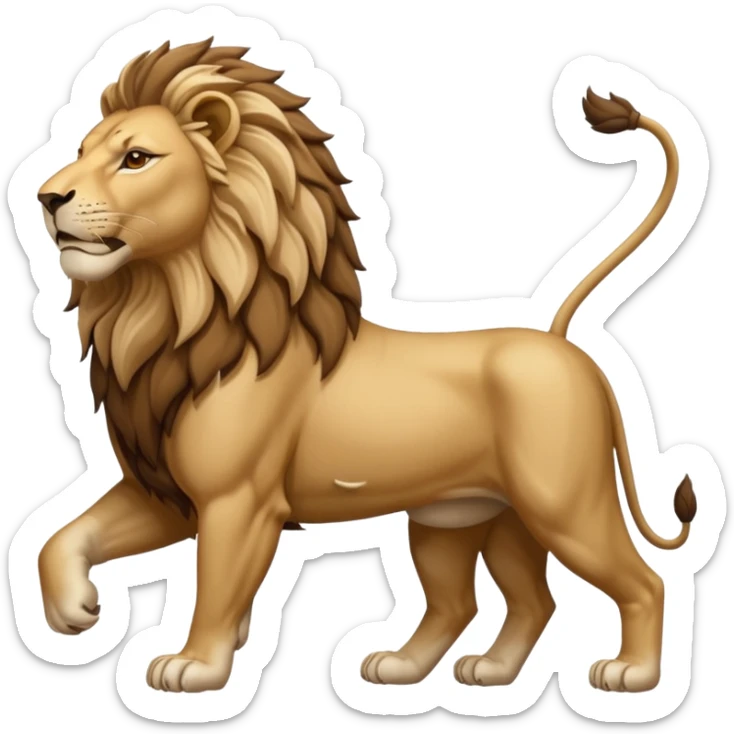 An emoji of a majestic lion from ancient Assyrian art, shown in a hunting scene. sticker