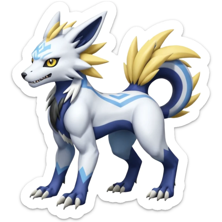 WereGarurumon-Zeraora-Renamon-Absol-fusion-hybrid-creature (full body sticker