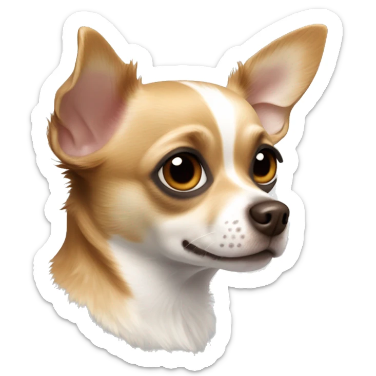 Chihuahua with one blue eye and one hazel brown eye, with light brown fur and a brown Merle pattern  sticker