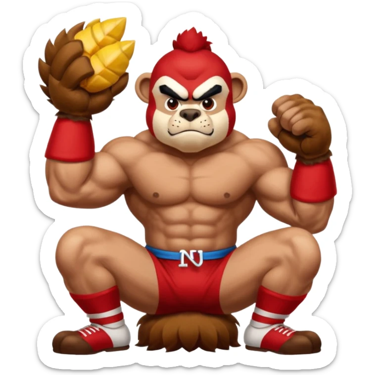 Can you create a emoji of threw Nebraska Cornhusker mascot sitting on top of the UCLA Bruin mascot sticker