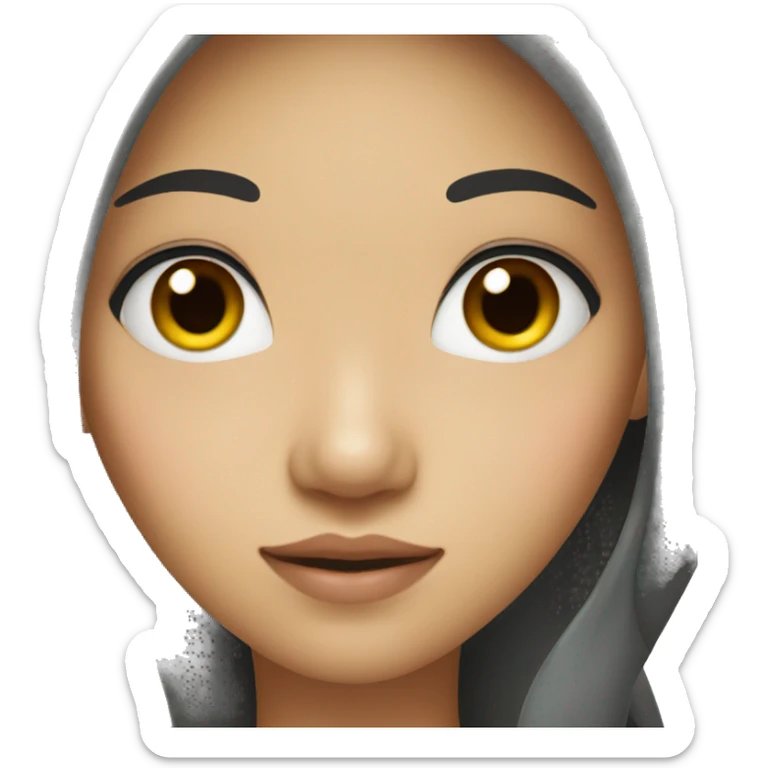 asian girl with long dark hair and dark eyes sticker
