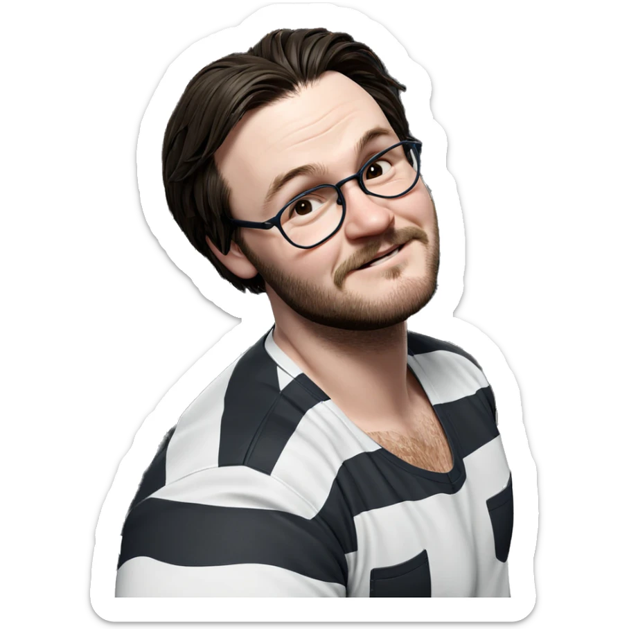 prisoner with glasses and beard sticker