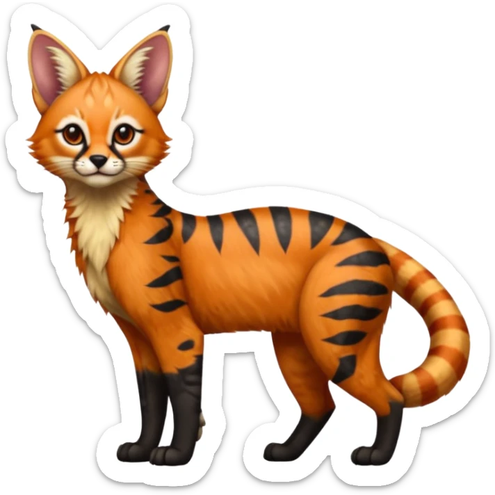 Serval-Caracal-Red-Panda-Lykoi-Sphynx-fusion-hybrid-animal-creature, full body sticker