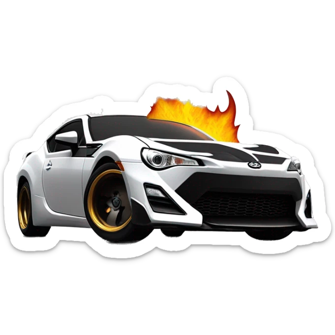 Batgirl and First Order Jet Trooper themed Scion FR-S with hot rod flames on the side  sticker