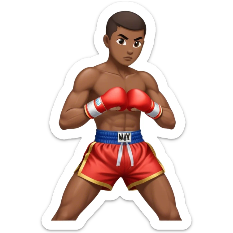 Muay Thai traditional – Cinematic Realistic Traditional Muay Thai Fighter, depicted in authentic Muay Thai attire with arm bands and shorts, poised in a dynamic fighting stance in a traditional Thai stadium, rendered with vivid textures and dramatic, high-contrast lighting that accentuates the art’s intensity. sticker