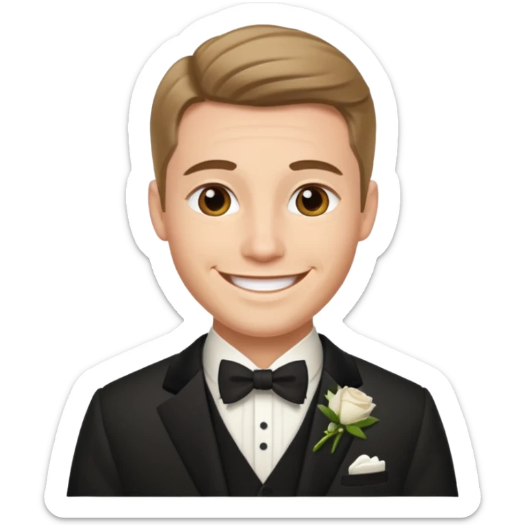 American groom, traditional, culture of american, smiley on face. sticker