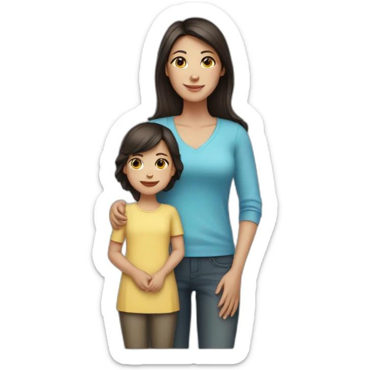 mother and child with dark hair5 and white skin full length sticker
