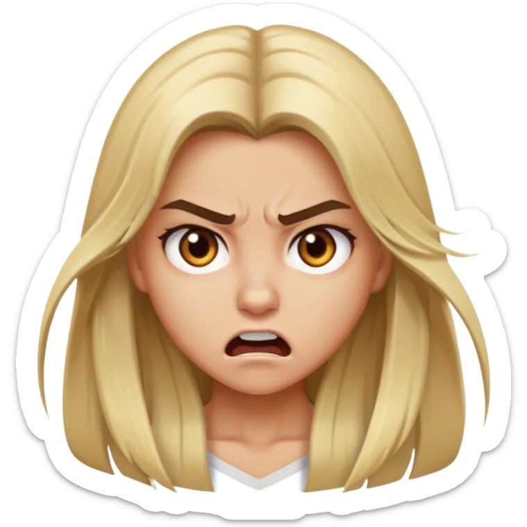 blonde girl with brown eyes and long hair angry sticker