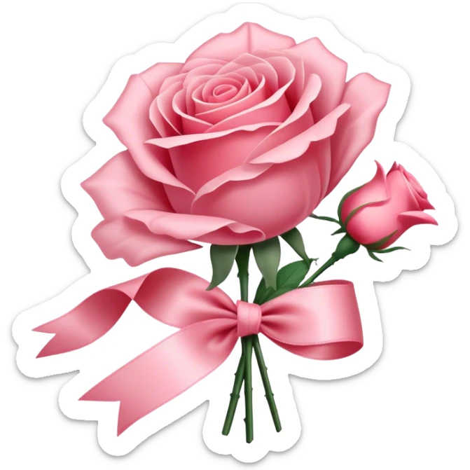 "Lush Blush Red roses wrapped in a silky Rose Quartz ribbon, their beauty enhanced by a fluttering Carnation Pink butterfly. The scene radiates romance and grace." sticker
