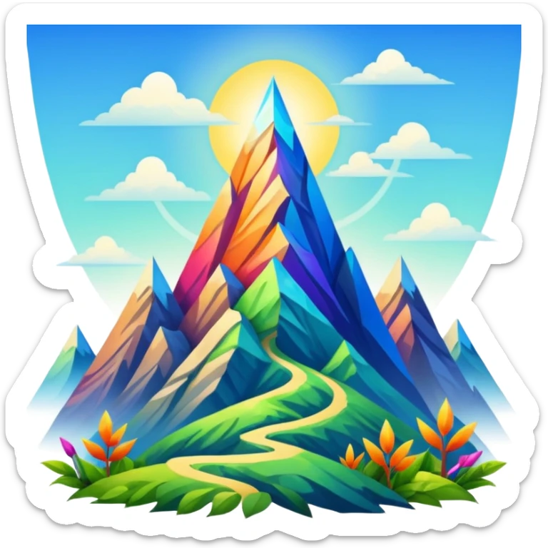 "Generate an inspiring emoji for spiritual growth. Upward arrows, growing plants, ascending light, mountain peaks, or transformation symbols. No human figures - focus on growth, progress, and spiritual elevation through abstract shapes." sticker