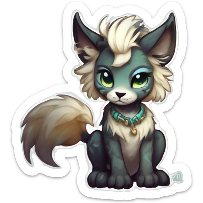 Cool cute Kawaii edgy fantasy shiny animal  fursona Fionbri vernid by griffsnuff & LiLaiRa & Falvie full body sticker