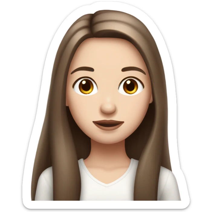 pink Parisian brunette girl long straight hair and brown eyes and pale skin  sticker