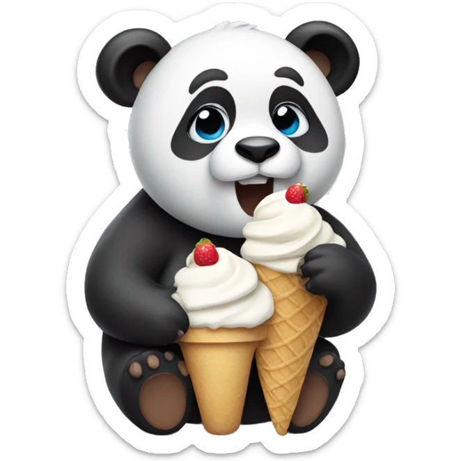 Panda eating ice cream sticker