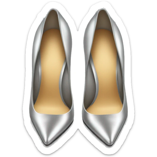 Realistic isolated top view of a pair of silver pointed toe high heel shoes. sticker