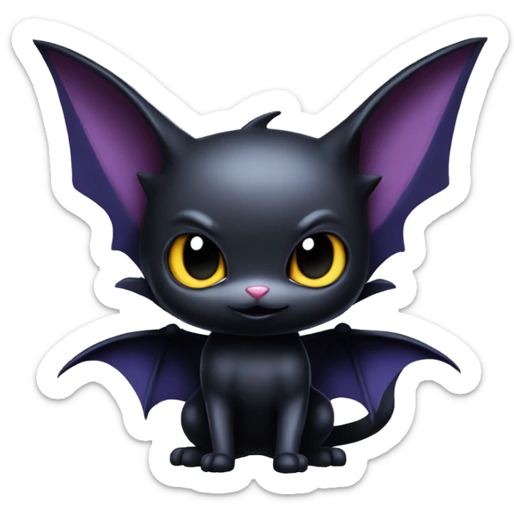 Cool Cute Edgy Dark Black Batty Chibi Noibat-Cat-Pokémon-Fakémon-hybrid sticker