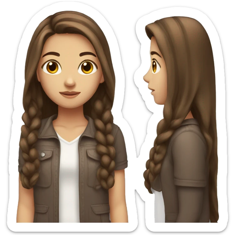 teenage girl with long brown hair and brown eyes sticker