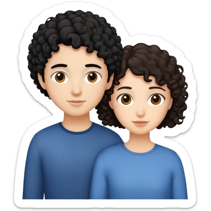 Two friends, one with black curly hair, the second hair is short and brown and they are next to each other sticker
